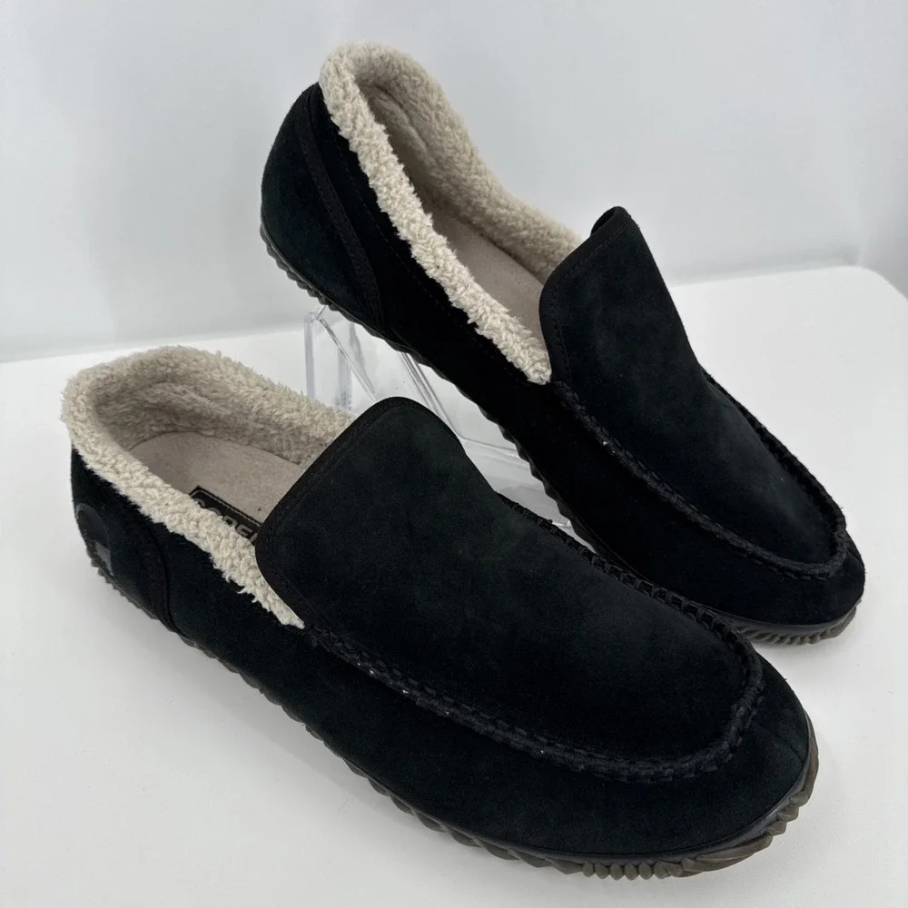 SOREL Mens Dude Moc‎ Slipper - Black Suede Men's Size 13 Vulcanized Rubber Sole